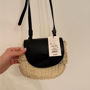 NWT A New Day Target Black and Tan Wicker Crossbody Bag